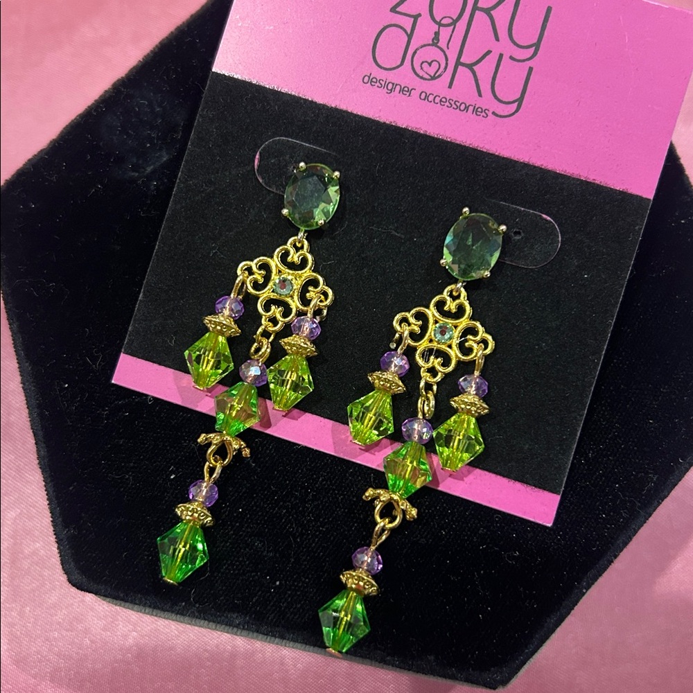 Peridot with Lavender Crystal Earrings-NWT - Picture 8 of 8